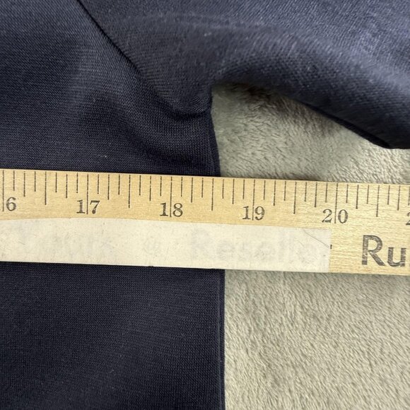 Ann Taylor Shirt Womens Medium Navy Black Lace Shoulder Short Sleeve Zip Back - Picture 9 of 11